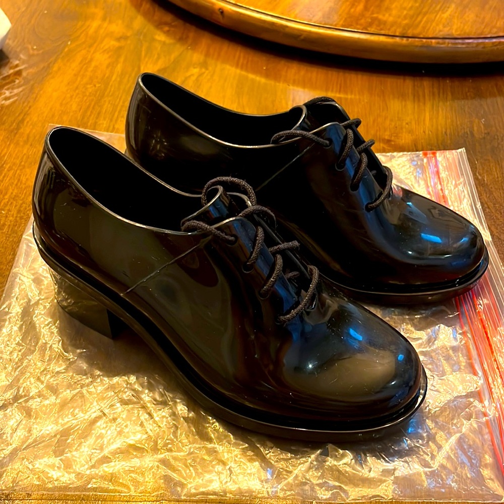 Melissa Patent Heeled Lace-up Loafers sz 5